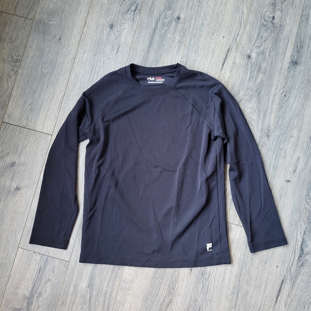 FILA Sport Long Sleeve T-shirt Black {Boy's Large 14/16}